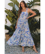 Sky Blue Floral Print Self-tie Straps Flowy Ruffle Long Dress - €23,46 EUR Sky Blue Floral Print Self-tie Straps Flowy Ruffle Long Dress - €23,46 EUR