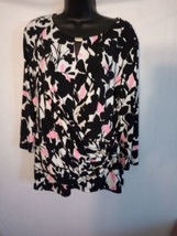 New York and Company Women&#39;s Size XLarge White With Black And Pink Flora... - £9.54 GBP