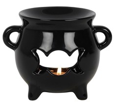 Wicca Witchcraft Triple Moon Black Cauldron Essential Oil Warmer Candle Holder - £13.53 GBP