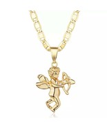 18k Layered Real Gold Filled Set Gucci chain With Angel Charm 24 Inches - $14.52