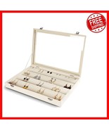 Elegant Earring Organizer Tray with 64 Slots and Clear Glass Lid - Moder... - $660.61 MXN