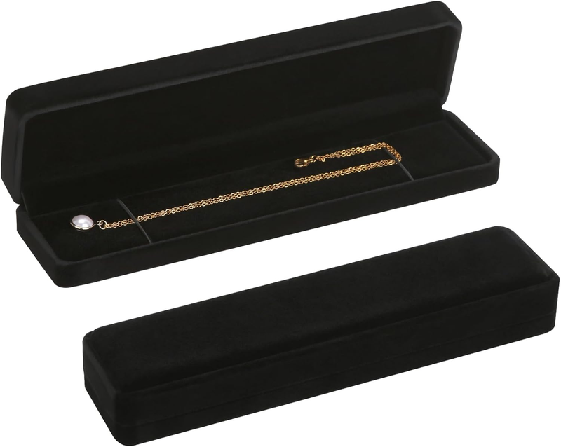 LETURE 4 Pieces Velvet Bracelet Necklace Pendant Jewelry Box, Small Long Jewelry Item image 3