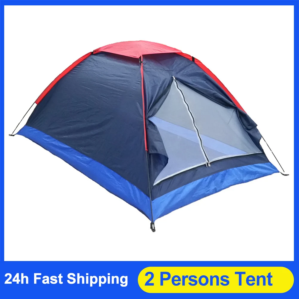 2 Persons Camping Tent Single Layer Beach Tent Outdoor Travel Windproof - £17.74 GBP+