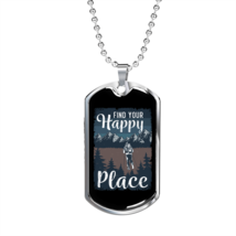 Camper Necklace Find Your Happy Place White Necklace Stainless Steel or 18k Gol - £38.16 GBP+