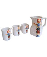 Vtg Midcentury White IAAC Ceramics 7&quot; Totem Pole Pitcher and Mugs - $747.34 MXN