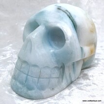 Large Blue Aragonite Crystal Skull Divination Spiritual Realm Vintage Ha... - $495.00