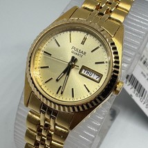 Unused Pulsar Quartz Watch PXX 004 Women Gold Tone Fluted Bezel ~ Needs Battery - $47.49