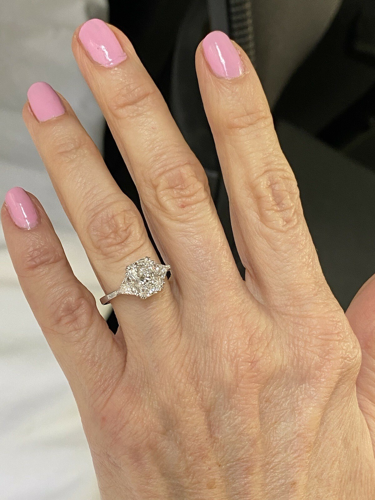 2.72 Ctw Radiant Cut E-VVS2 IGI Lab Grown Diamond 3 Stone Engagement Ring 14k Item image 9