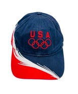 Vintage USA Olympics Hat Strapback Flames Hat Red White Blue - $22.00