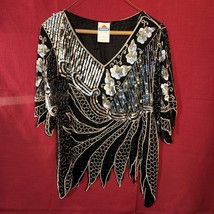 Sonia Top Silk beaded Embellished Black - £38.57 GBP