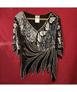 Sonia Top Silk beaded Embellished Black - £38.75 GBP