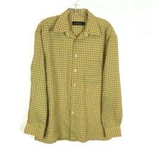 Men Size Medium Bugatchi Uomo Yellow Green Stripe Vintage 90s Button Fro... - £25.54 GBP