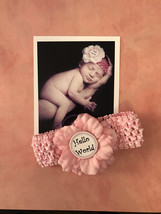 Monthly Milestones 12 Month Pink Headband Set w/ Flower for Newborn Baby &amp; up  - £19.92 GBP