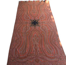 Kashmir Paisley Throw Antique  19th Century Wool Piano Shawl Tablecloth 129&quot; HD2 - £668.92 GBP