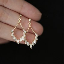 925 Silver European Creative Geometric Crystal Earrings Women Light  Wedding 14k - £17.23 GBP