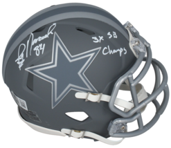 Jay Novacek Autographed &quot;3x SB Champ&quot; Cowboys Slate Mini Helmet Beckett - $109.00