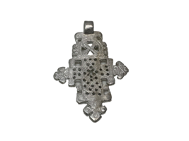 Handmade Ethiopian Coptic Cross Pendant Silver Tone 2” x 1.75” - £10.11 GBP