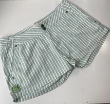 Helly Hansen Cotton Chino Shorts Green White Stripe Flat Front Casual Wo... - $22.93 CAD
