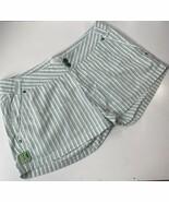 Helly Hansen Cotton Chino Shorts Green White Stripe Flat Front Casual Wo... - $319.69 MXN
