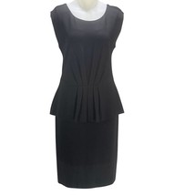 TAYLOR Dress Women&#39;s Size10 Sheath Black Stretch Ponte Peplum Pencil Midi - £16.23 GBP