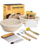 Banneton Bread Proofing Basket Set, Round + Oval Rattan with Dough Tool,... - $554.66 MXN