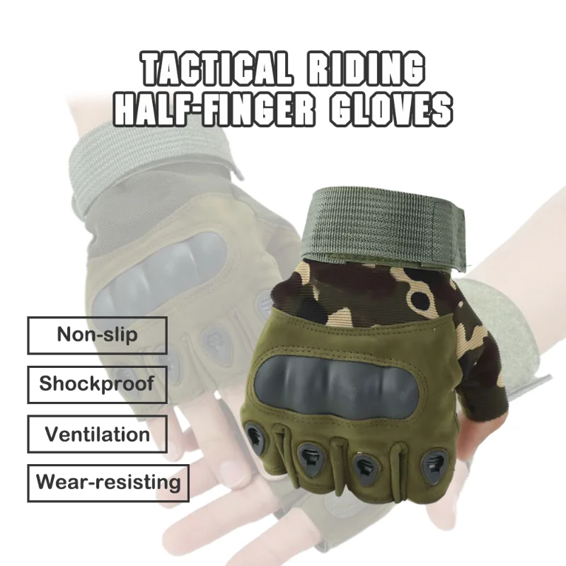 Outdoor tactical gloves Sports cycling gloves Half finger type military combat - £12.77 GBP