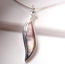 Smooth Curves Mother of Pearl Necklace 925 Sterling Silver Corona Sun Jewelry - £16.98 GBP