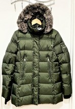 Nautica Winter Down Puffer Coat Jacket Dark Green  w/ Soft Faux Fur Hood - £60.88 GBP