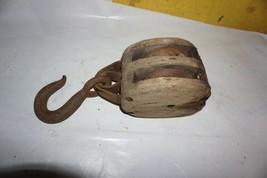 Vintage Iron &amp; Wood Double Pulley Rustic Decor  - $29.99