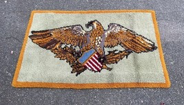 Latch Hook Rug Bicentennial Eagle Flag 36”x60” Wall Tapestry Completed L... - $74.25