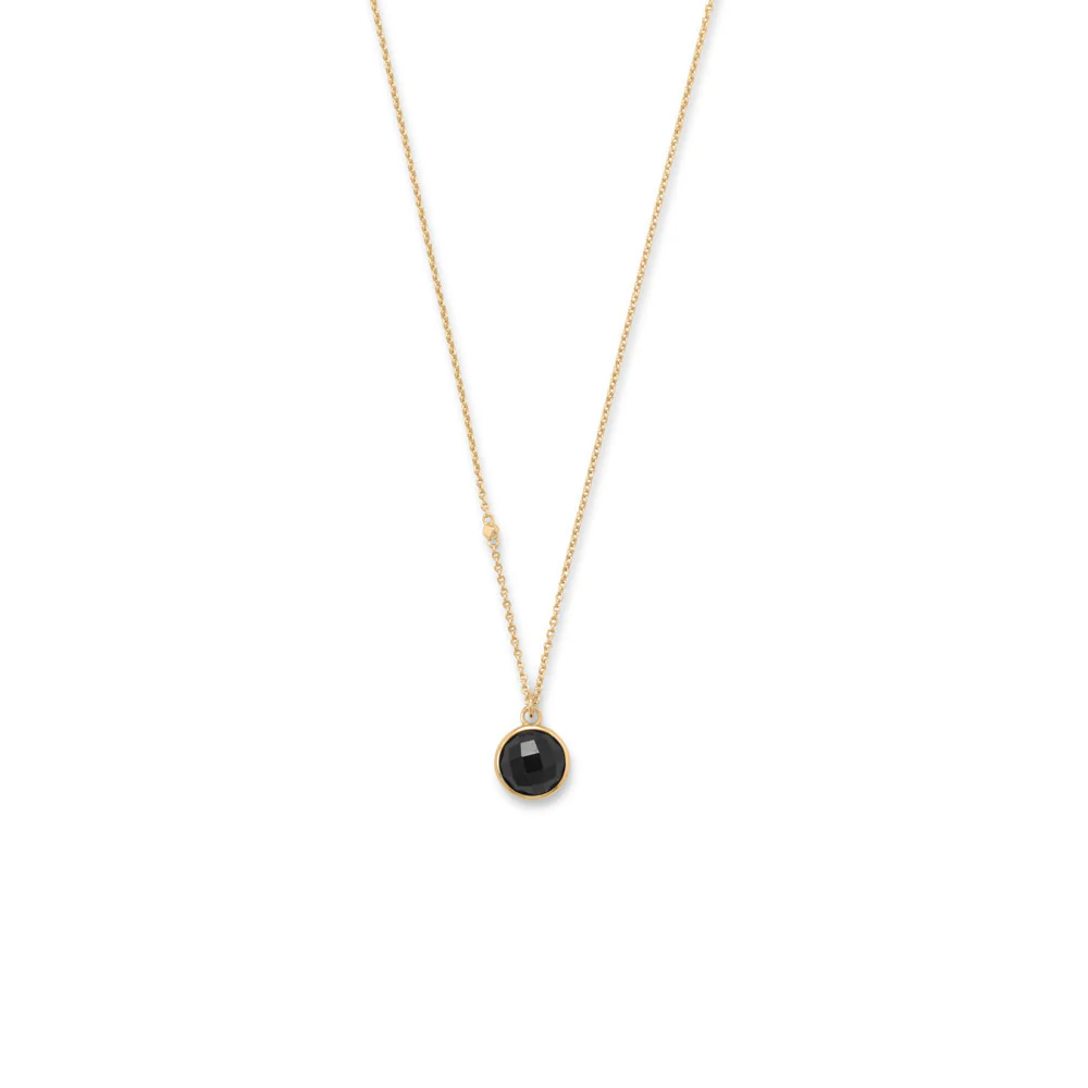 Faceted Black Onyx Gemstone Sterling Silver Necklace  - £46.65 GBP