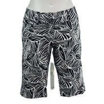 CACHE Women&#39;s Shorts Polyester Geometric Black White Wide banded Waist S... - $22.49