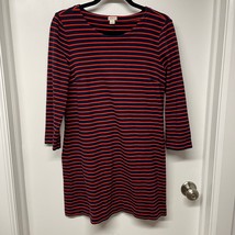 J.Crew Womens Striped Stretch Cotton Shift Dress 3/4 Sleeve Blue Red Siz... - $27.72