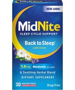 MidNite Back to Sleep Low Dose, 1.5 mg Melatonin Sleep Aid EXP 01/2026 - $319.69 MXN