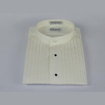 Men's Tuxedo shirt By Classix Banded Collarless Formal Pleated Front M06 Ivory image 6