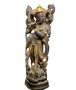 Antique Vintage Wooden Hand Carved  Statue of  Lord Krishna. Nepal - $3,774.85 MXN