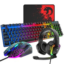 Wired Gaming Keyboard And Mouse Headset Combo,Rainbow Led Backlit Wired Keyboard - £58.79 GBP