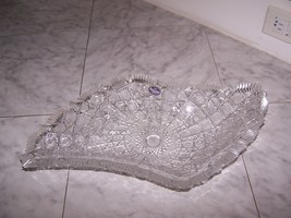 Beautiful Vintage BOHEMIA Hand Cut 24% Unique Shape Crystal Bowl (Czecho... - $198.99