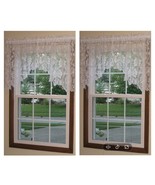 2 Sets White Lace Scalloped Valences Fits 36&quot; Windows 4 Panels Rod Pockets - $279.92 MXN