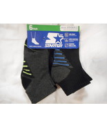 Boys Starter Ankle Socks 6 Pair Size Small 6- 9 1/2 Black Stripes Arch S... - $185.12 MXN