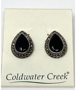 NIP Coldwater Creek Sterling Silver Black Gemstone Post Teardrop Earrings - $45.46 CAD