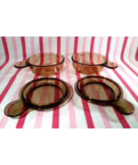 FaB Vintage 1970&#39;s Corning Ware 4pc Amber Visions Grab • It Bowls w/ Gla... - $24.00
