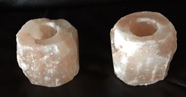 *2 Natural Himalayan Salt Tea Light or Votive Glow Candle Holders Pre-owned - £8.27 GBP