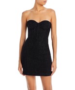 Aqua Women&#39;s Black Tweed Strapless Short Mini Dress M B4HP - £31.42 GBP