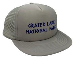 Vintage Crater Lake National Park Hat Cap Snap Back Gray Mesh Trucker One Size - £15.76 GBP