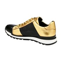 Belvedere Sneakers Blake Genuine Ostrich and Soft Italian Calf Black Gold 33629 image 2