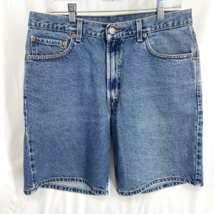 Vintage Levis 550 Relaxed Sz 36 Bermuda Faded Blue Mens Denim Shorts Distressed - £18.73 GBP