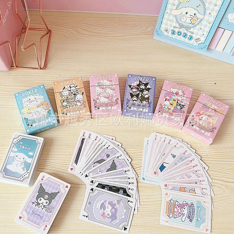 HelloKittys Kawaii My Melody Kuromi Cartoon Playing Cards Anime Sanrioed Girl - £7.35 GBP