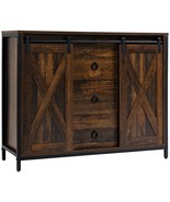 Farmhouse Buffet Cabinet: Sliding Doors &amp; Shelves - $410.20 CAD