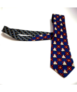 Tommy Hilfiger Mens Silk Tie Sailboat Stars &amp; Stripes Blue Necktie Desig... - £14.30 GBP